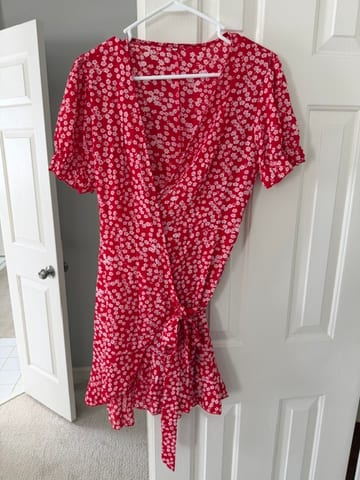 Red wrap dress